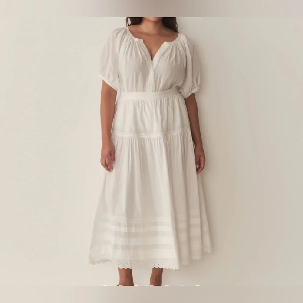 DÔEN Sebastiane Tiered Cotton Maxi Skirt
Size: LARGE - Picture 3 of 6